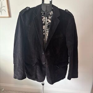 Men’s Affliction Corduroy Blazer Size 40 Black Rock Revival Skull Lined Jacket